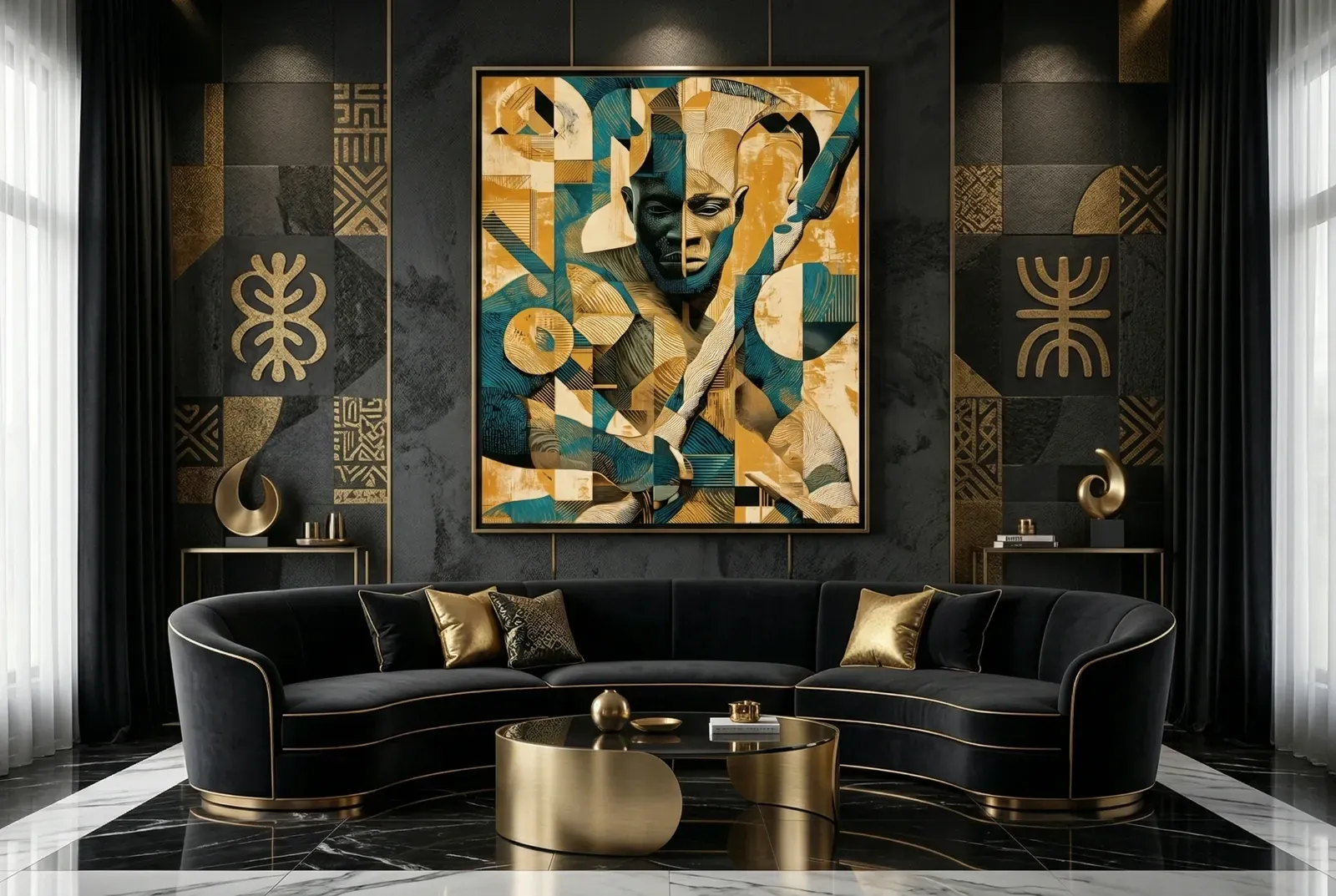 Jagun Jagun artwork displayed in a luxury living space