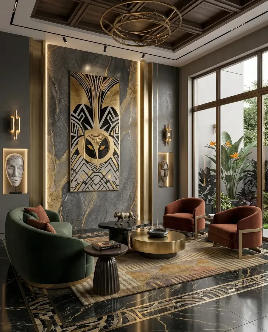 3D render of Ade Ileke art in hospitality interior