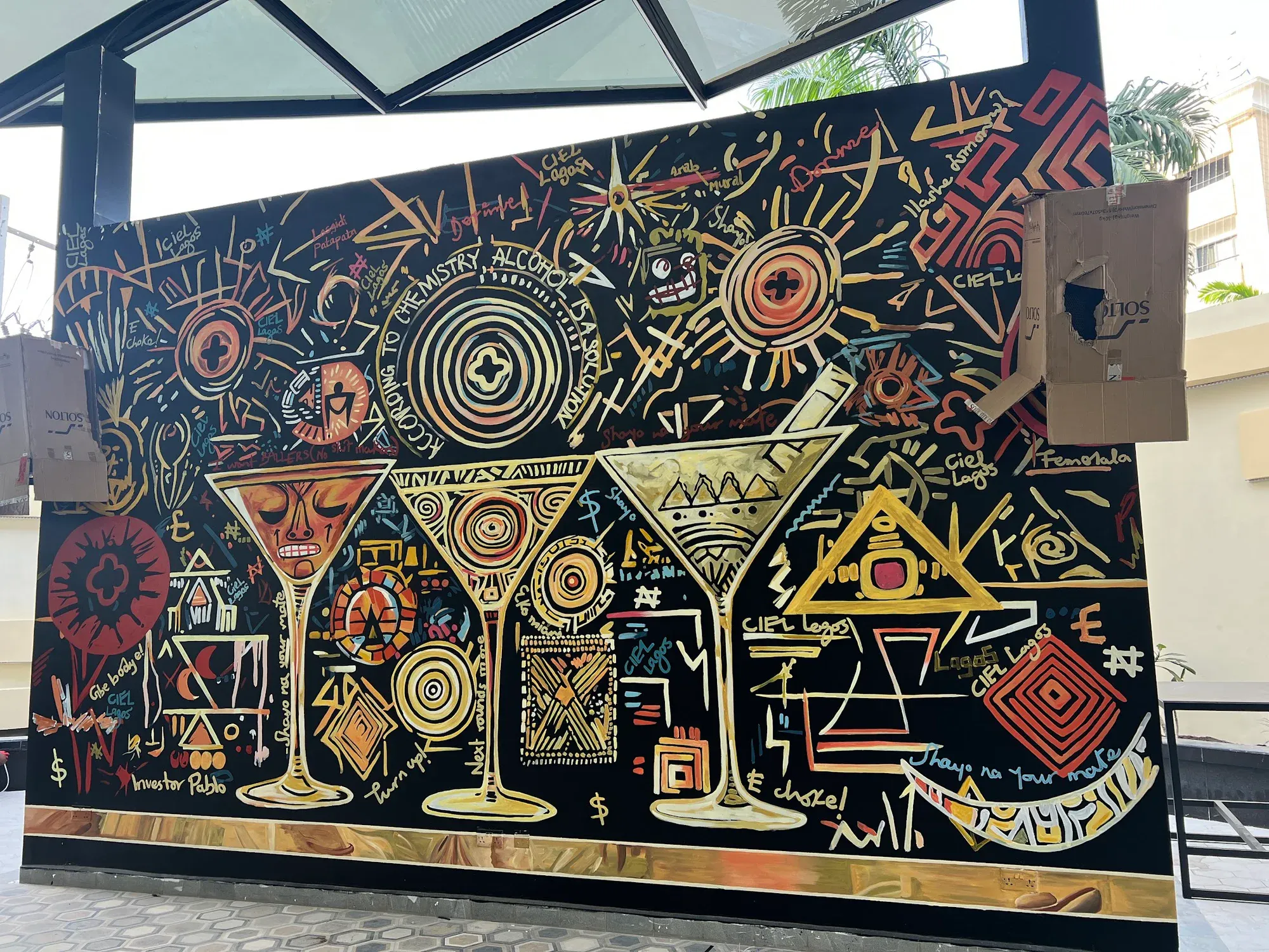 Graphic mural installed across CIEL's rooftop wall