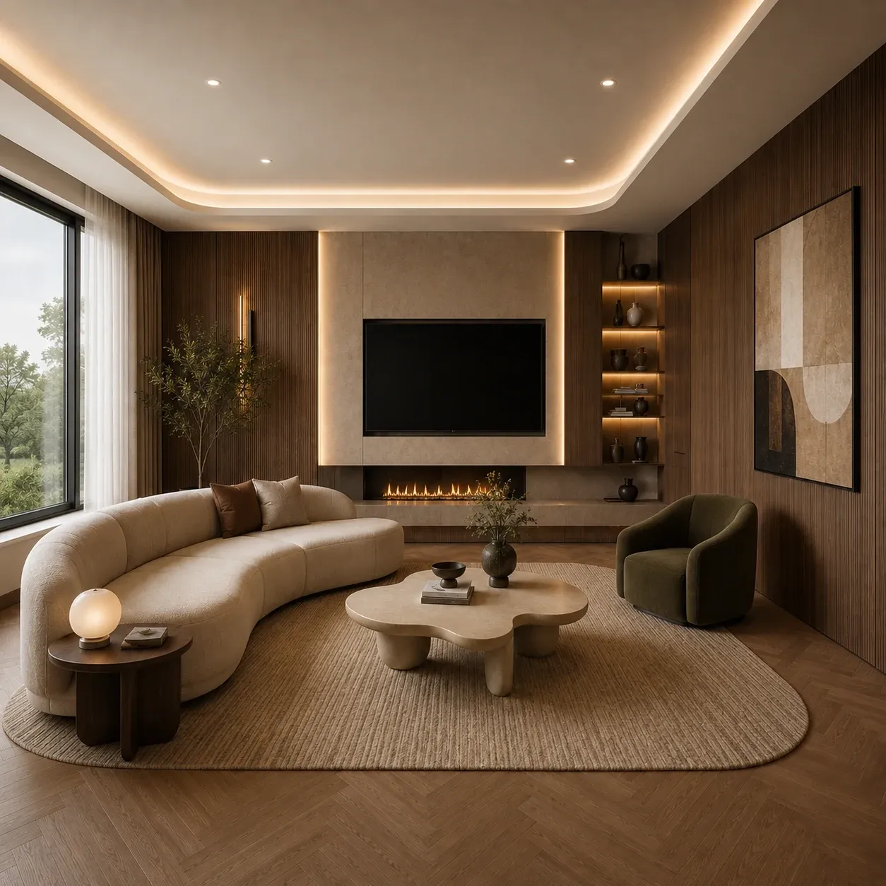 Completed living room following installation and styling