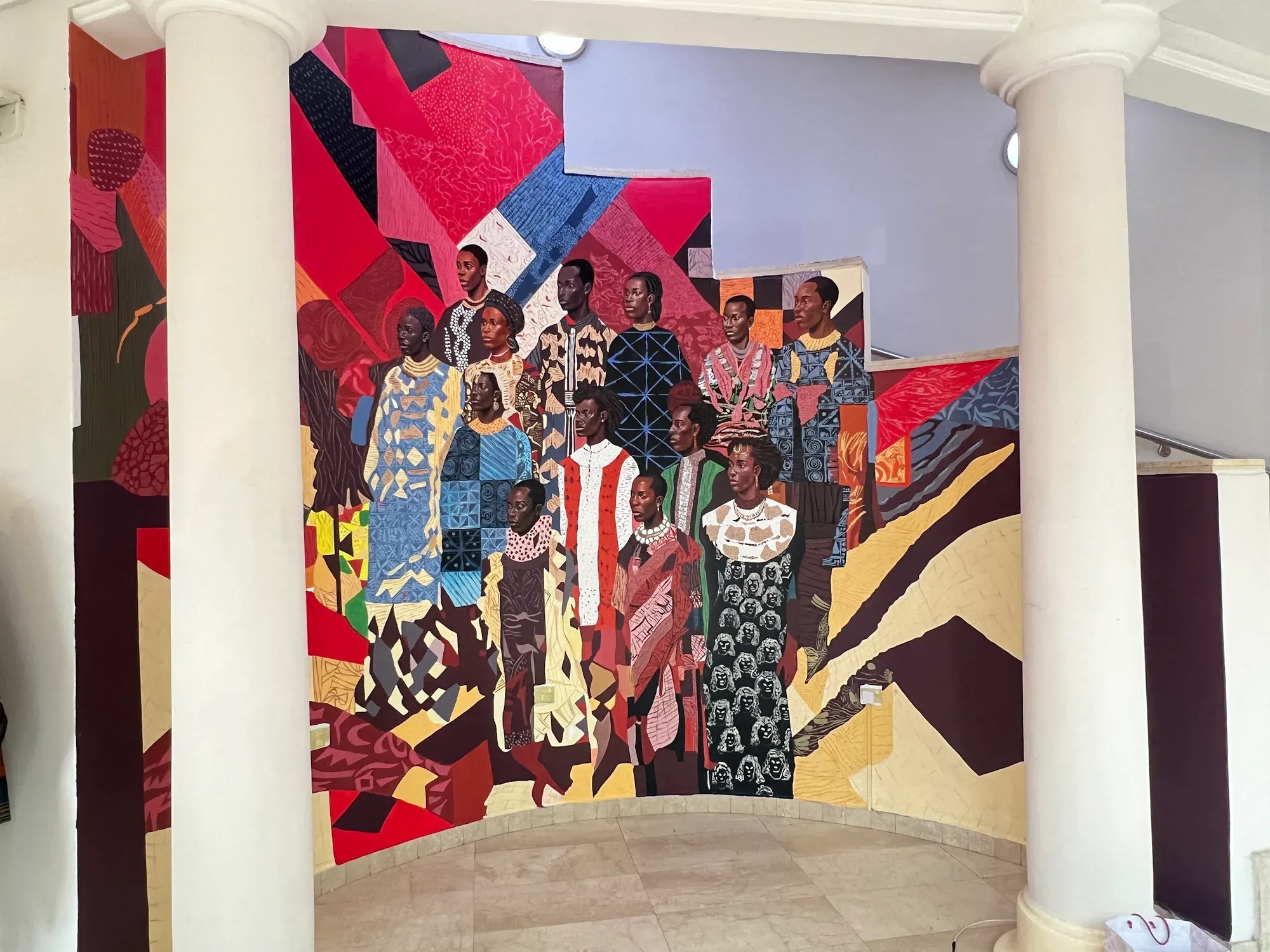 Monumental figurative mural overlooking The Wheatbaker courtyard